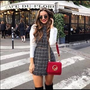 Zara tweed playsuit romper medium